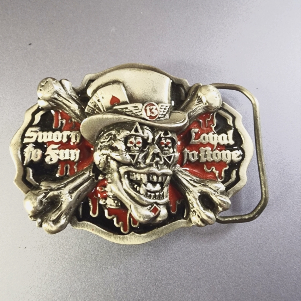 Great American Buckle Sworn To Sun Loyal To None Skull Belt Buckle